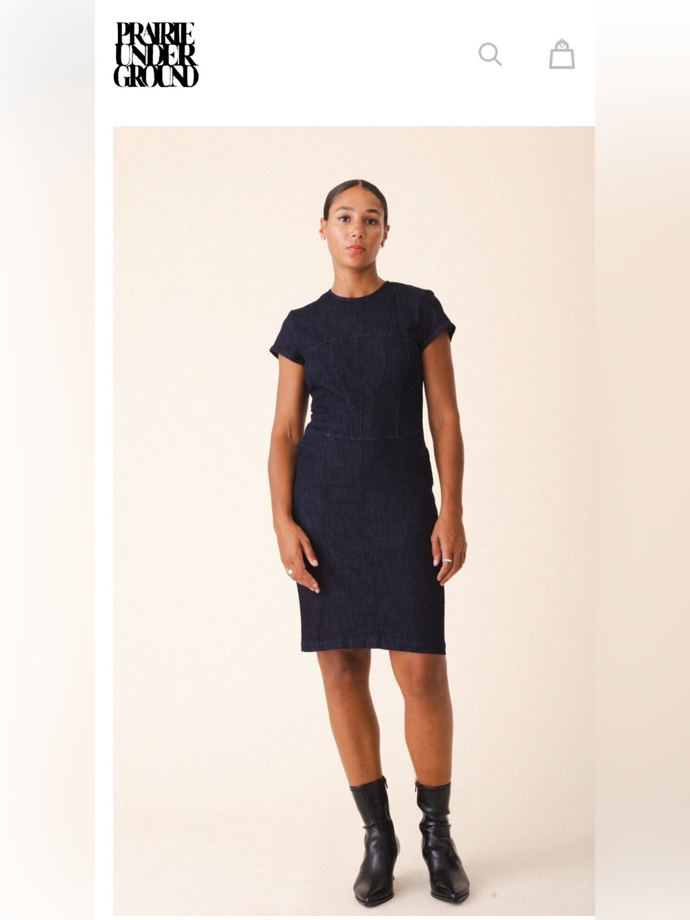 Prairie Underground Valkerie dress in dark blue denim. NWT. Purchased new 2025.